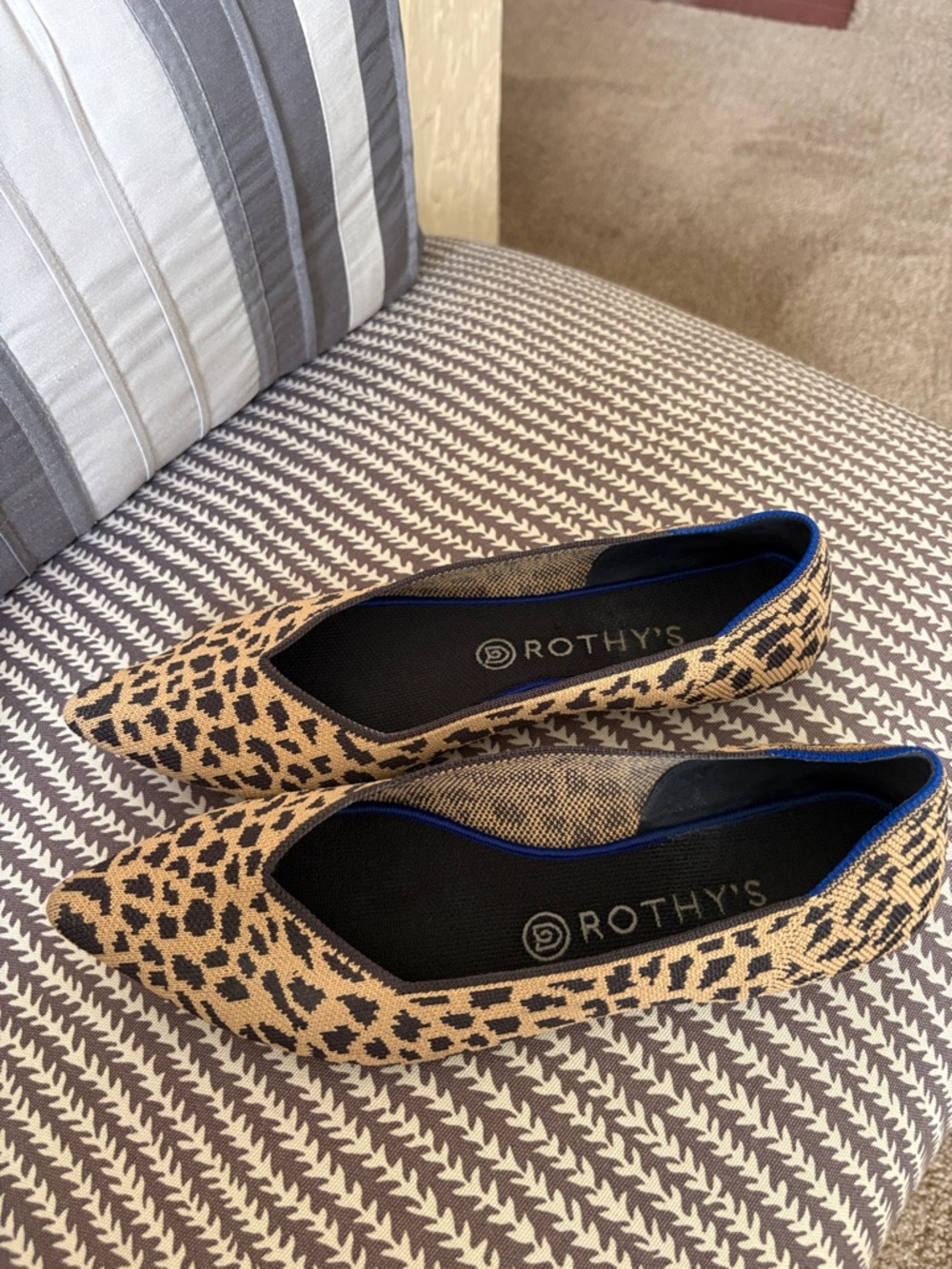 Rothy's Leopard-Print Pointed Flats - Tan and Black
